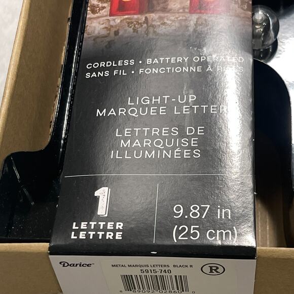 Marquee Light-up Letter R Metal Symbol Decor 10in Tall Black - Picture 2 of 6